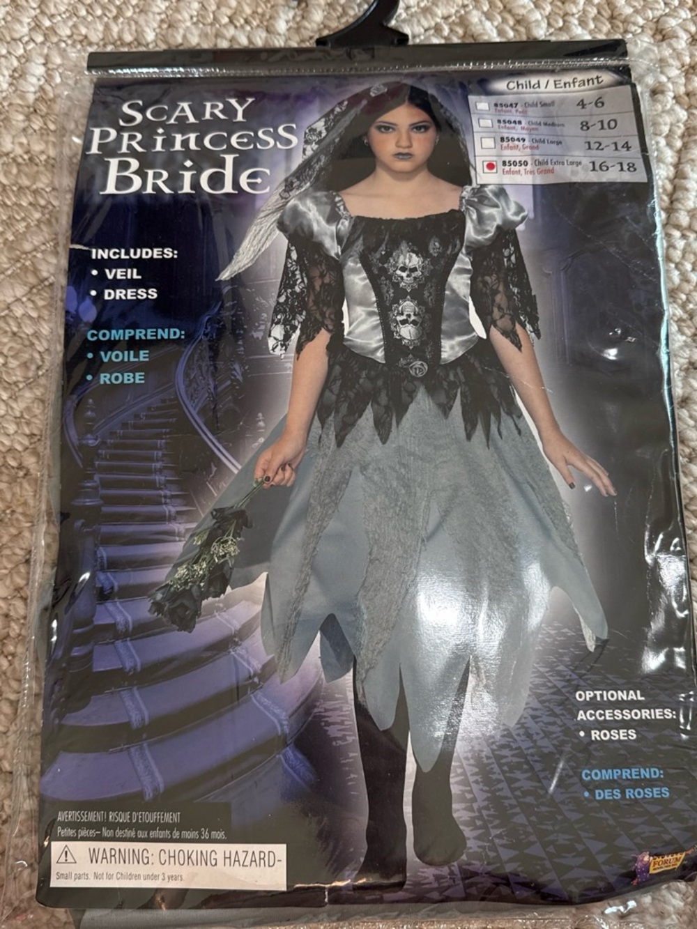 Girls' Haunted Bride Costume in Silver and Black
